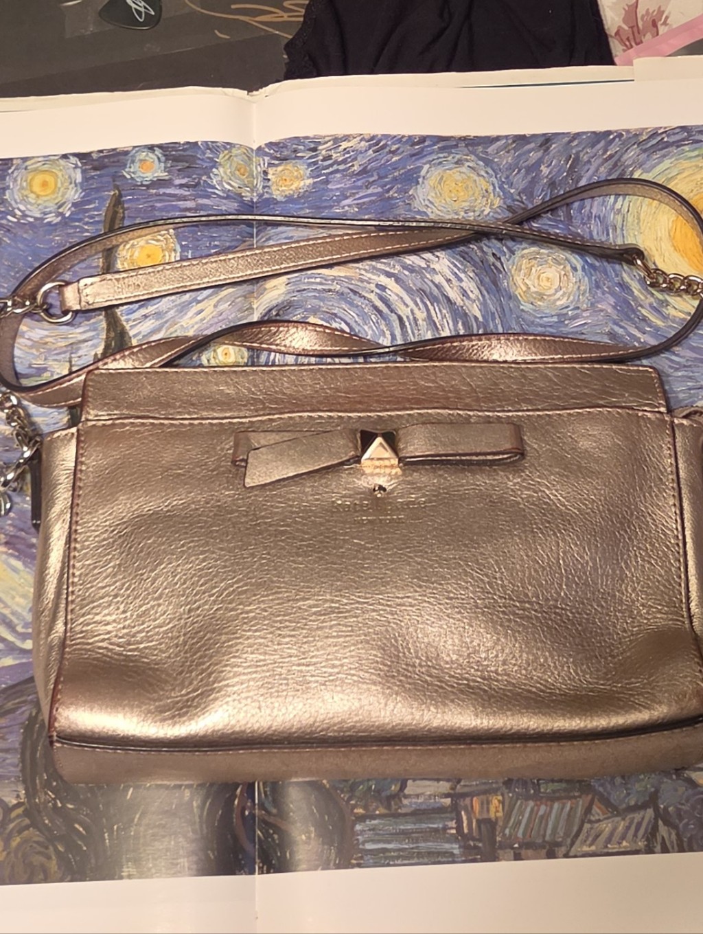 Kate Spade New York Beacon Court Angelica Metallic Bronze Leather Bow